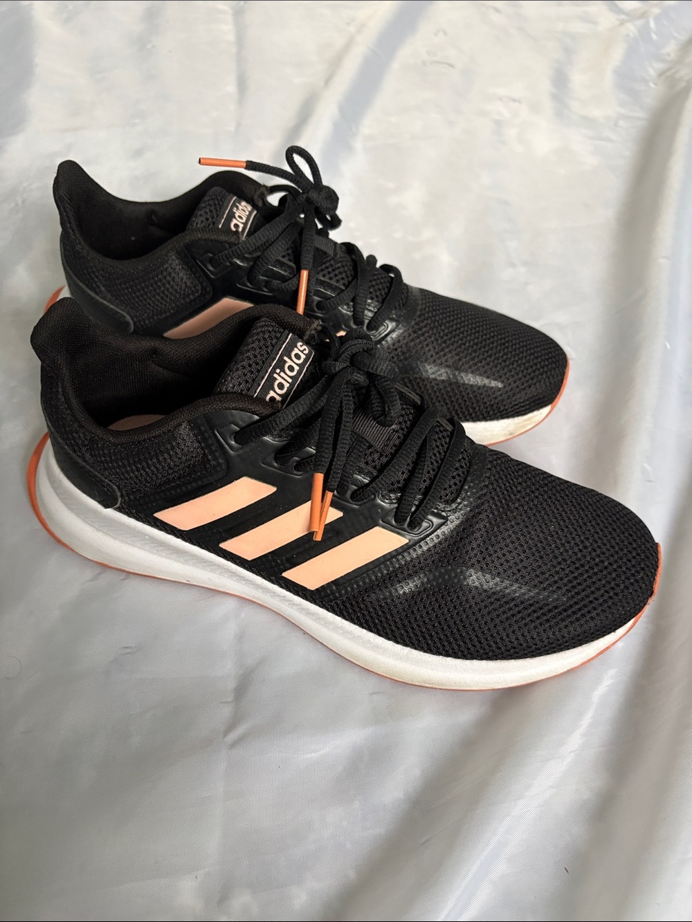 Adidas Black Sneakers with Peach/Pink Accent Stripes